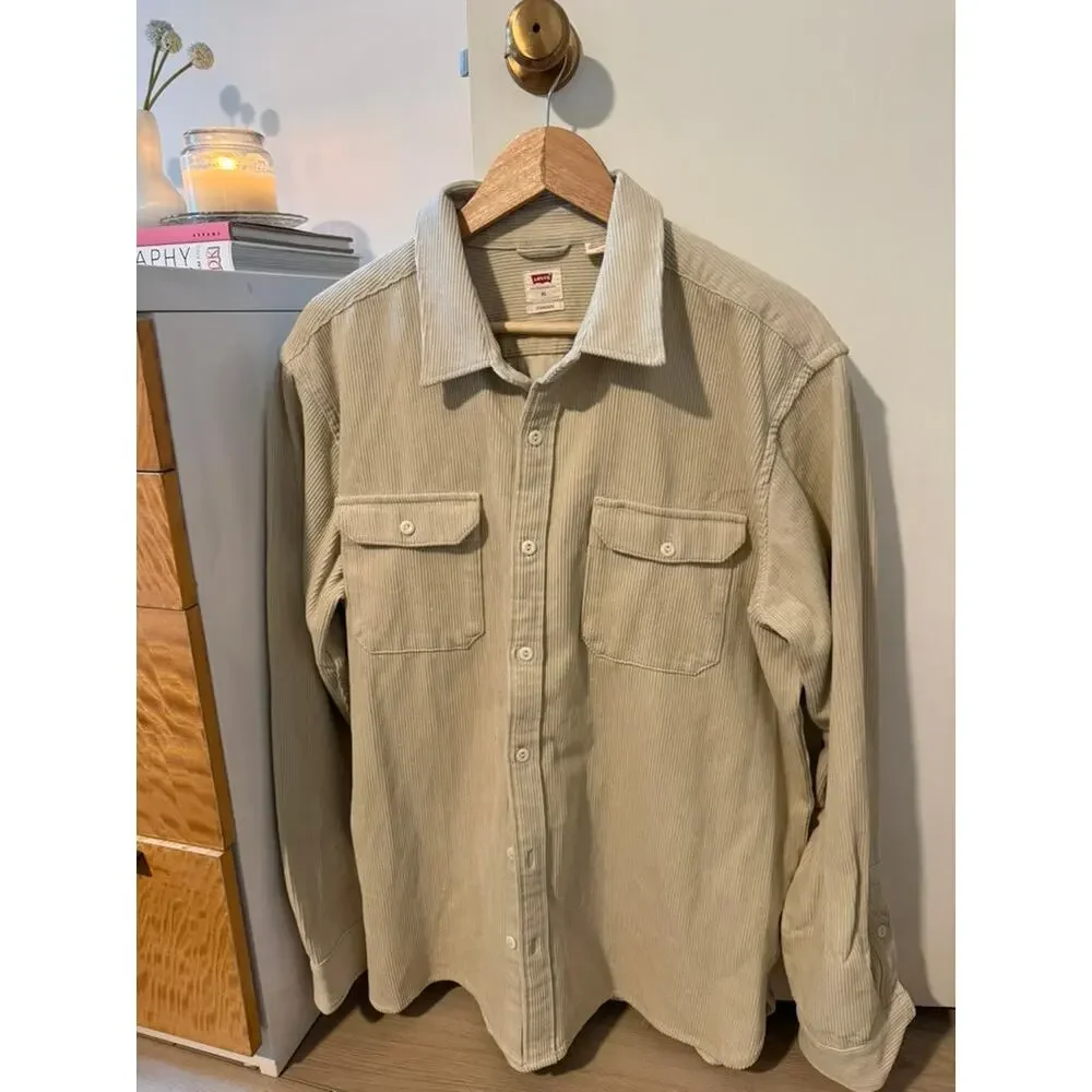 Levi's Standard Corduroy Overshirt | Stone Beige Button-Up | XL ✨